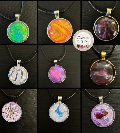 Pendants-Fluid Art with Glass