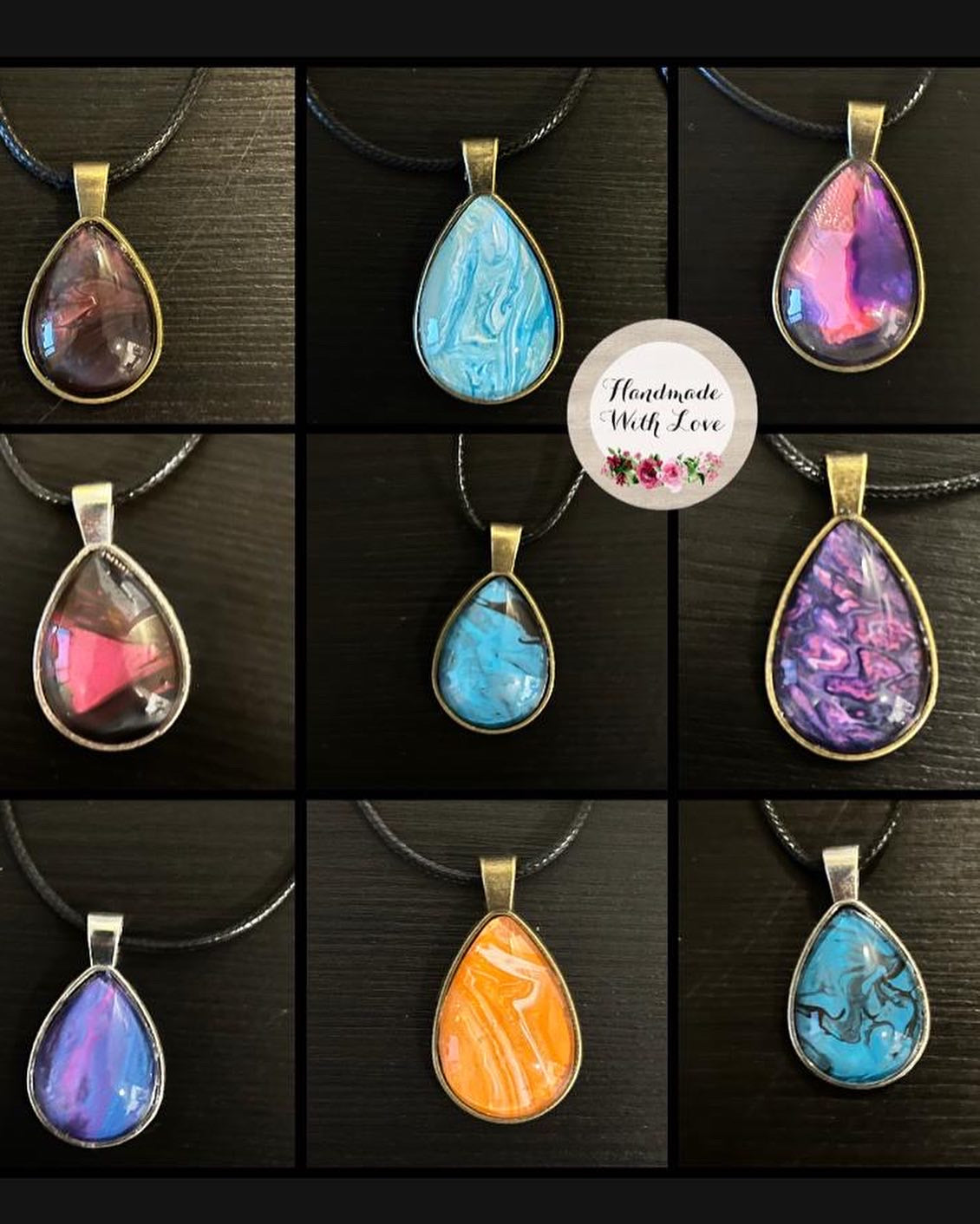 Pendants-Fluid Art with Glass