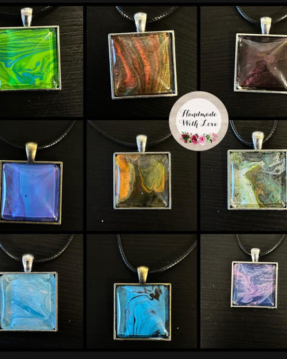 Pendants-Fluid Art with Glass