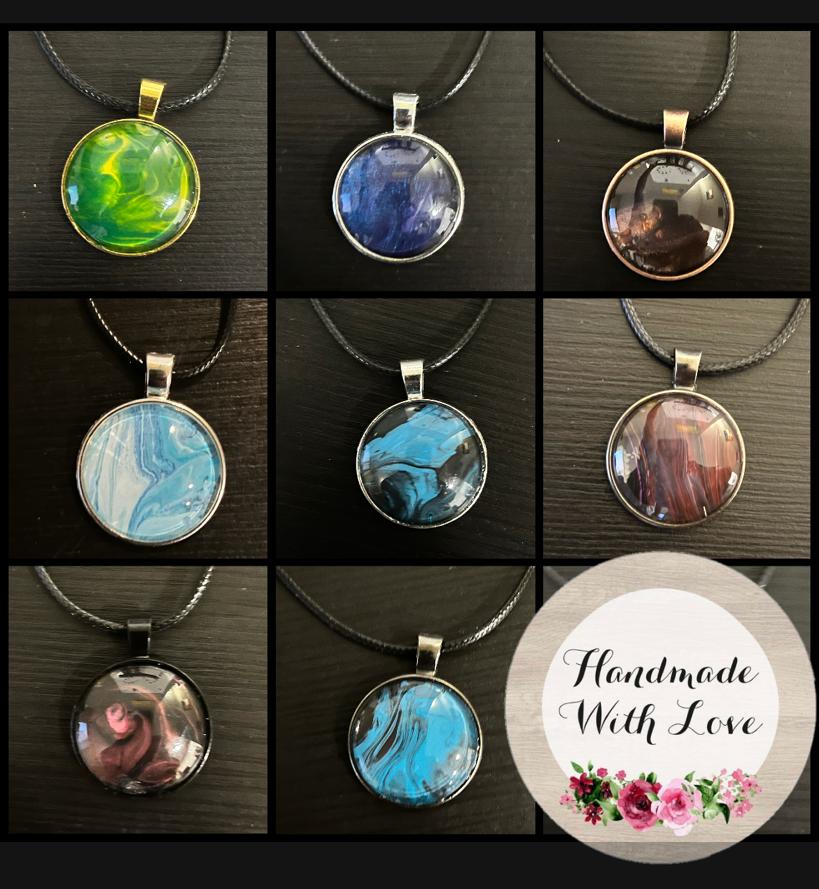 Pendants-Fluid Art with Glass