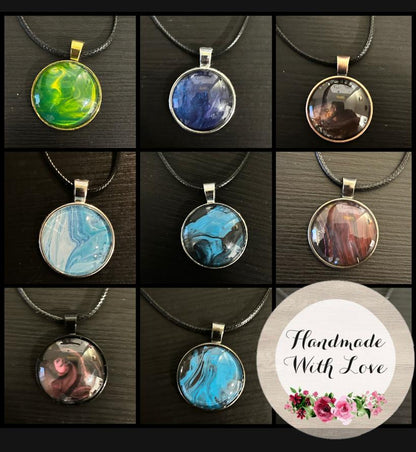 Pendants-Fluid Art with Glass