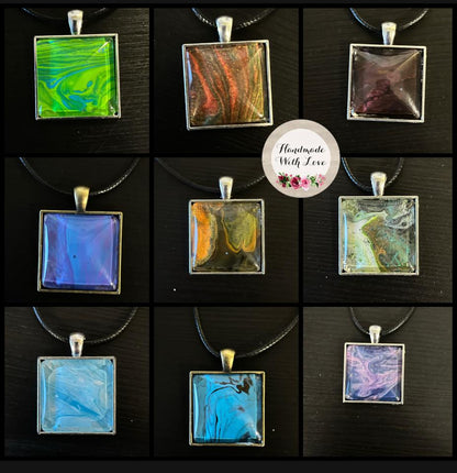 Pendants-Fluid Art with Glass