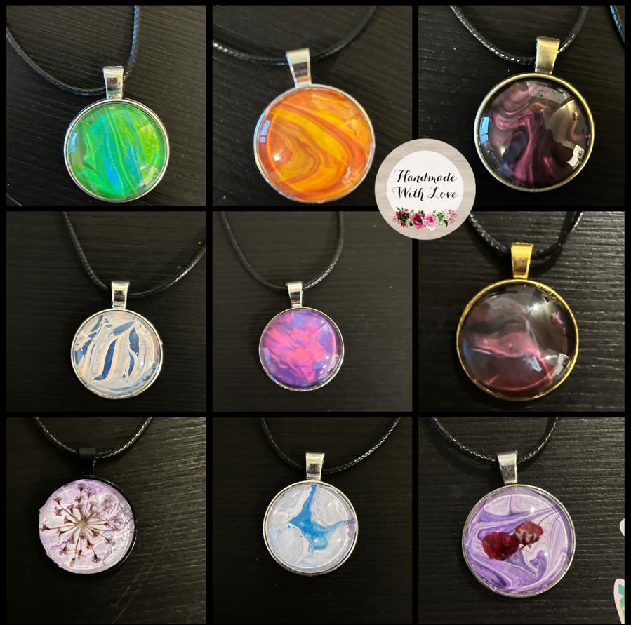 Pendants-Fluid Art with Glass