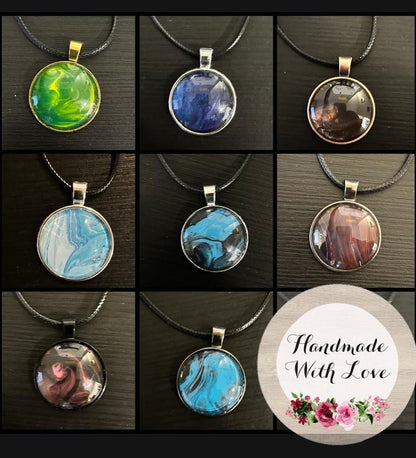 Pendants-Fluid Art with Glass